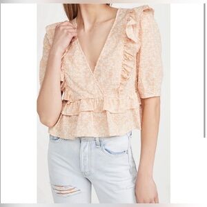 Anthropologie WAYF Top Maeve shirt Navi Swiss dot clipped Pilcro‎ jcrew j.crew